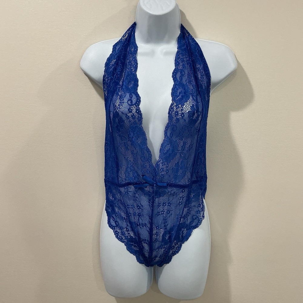 Avidlove Teddy Lingerie for Women Deep V Halter One Piece Babydoll Lace Bodysuit